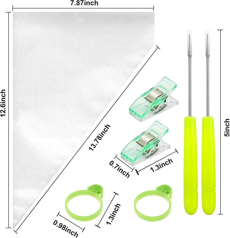 214 Pecies Disposable Piping Pastry Bags, 200Pcs Tipless Piping Bags for Royal Icing Cookies Frosting, Cake Decorating Supplies Kit with 10 Piping Bags Ties, 2 Bag Clips & 2 Scriber Needle(12Inch)