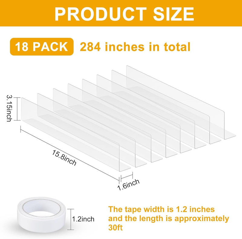 18 Packs under Couch Blocker 15.8" L X 3.15" H Clear Toy Blockers for under Furniture Transparent Sofa Blocker with Tape Stop Things from Going under Sofa Couch Bed Furniture