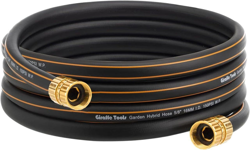 Giraffe Tools Leader Hose 5/8" X 4Ft, Custom Length, No Kink, Flexible, Leakproof Water Hose, Double Female Fittings, 600 Burst PSI, 4Ft, Black Orange