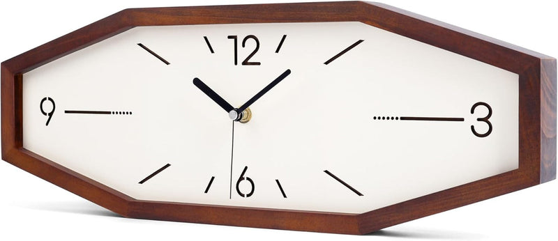 Daguys Horloge murale rétro en bois, 45,7 cm, carrée, rectangulaire, fonctionne à piles, silencieuse, sans tic-tac, pour cuisine, salon, bureau, maison, chambre à coucher (marron)