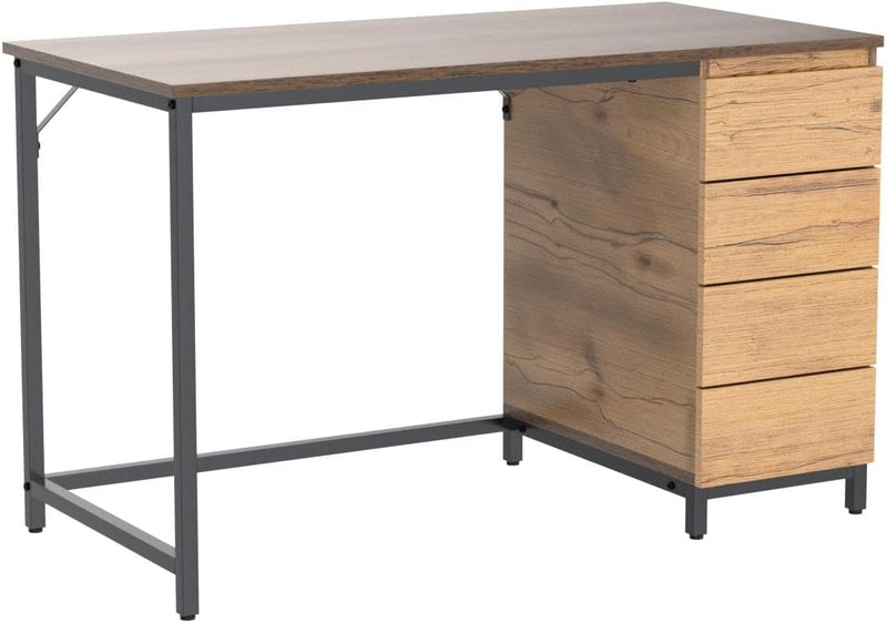 Cubicubi Computer Desk with 4 Wood Drawers, 47 Inch Home Office Desk with Large Storage Space, Modern Study Writing Desk for Bedroom, Natural