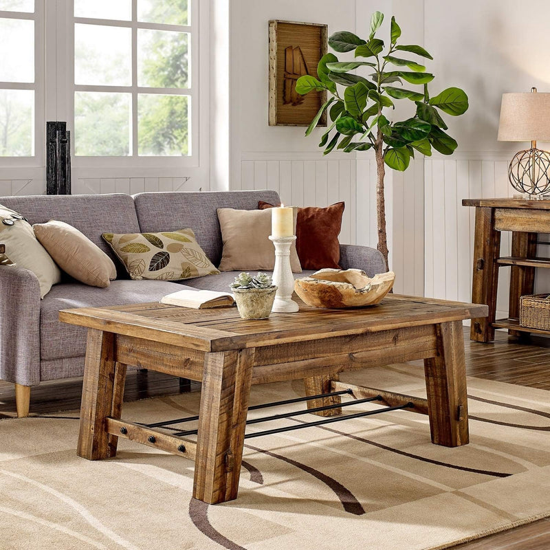 Alaterre Furniture Durango 48" L Industrial Wood Coffee Table