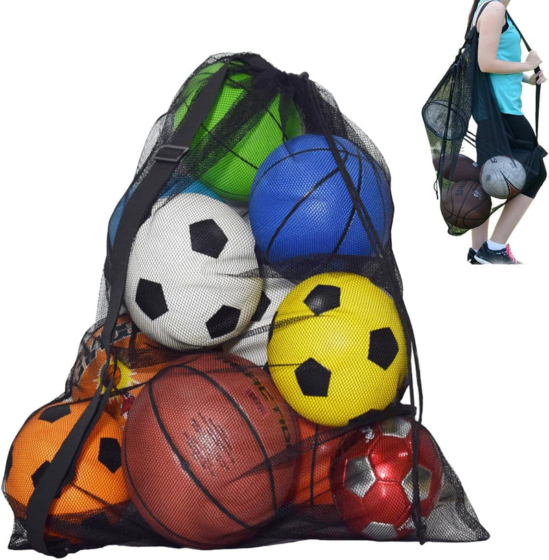 Extra Large Sports Ball Bag,Drawstring Mesh Ball Bags Soccer Ball Bag for Storage Basketball,Football, Volleyball,Baseball,Waterball and Swimming Gears with Adjustable Shulder Strap