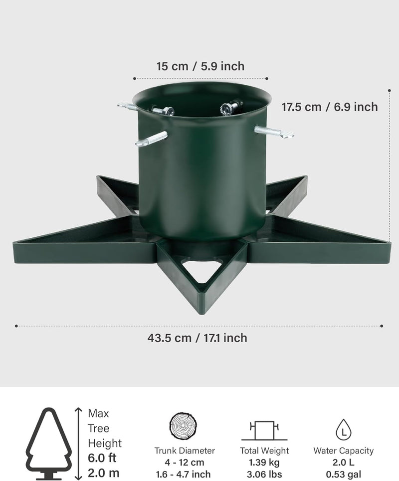 Christmas Tree Stand for 6Ft Real Tree Green Christmas Tree Holder for Holiday Home Party Christmas Tree Decorations Fits up to 4.7" Live Xmas Tree Trunks