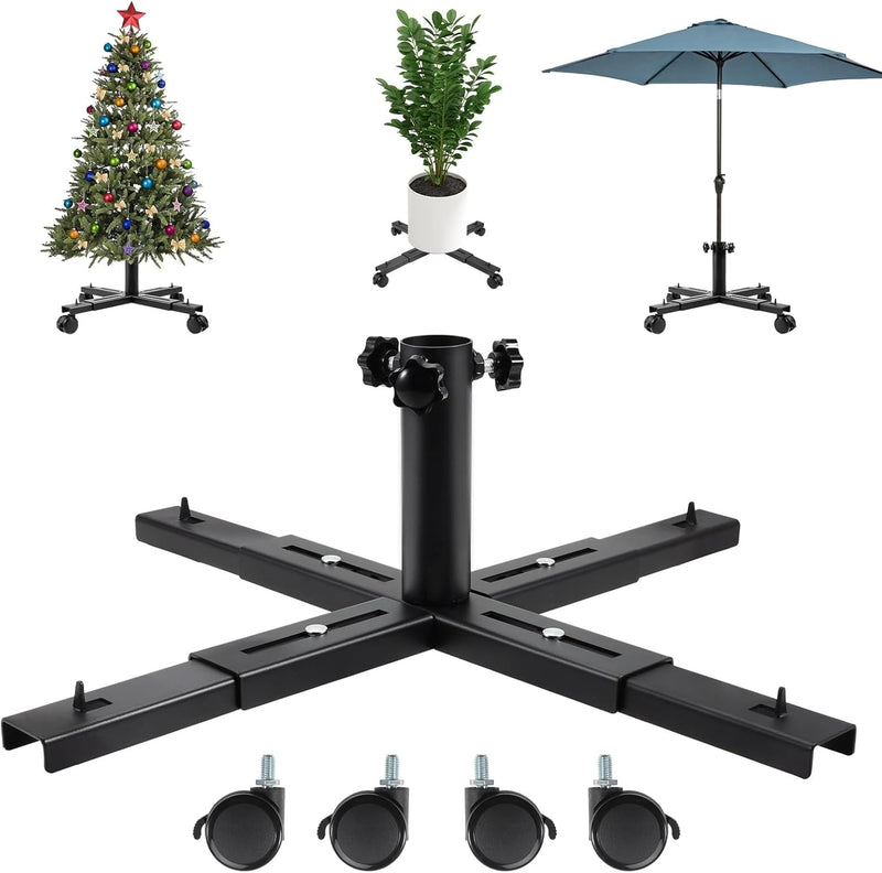 Christmas Tree Stand Base with Wheels, Movable Christmas Fake Tree Holder, Fits up to 7.5FT Artificial Trees, Plant Caddy with Wheels, Plant Taxi, Plant Dolly Cart after Christmas