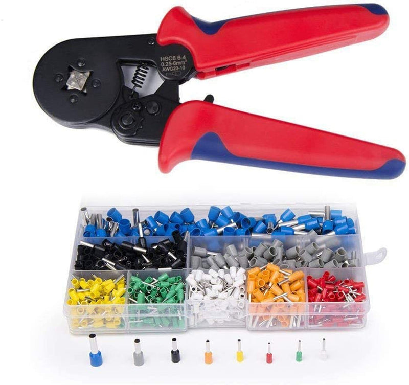 Crimper Tool Kit, Crimp Ferrule Including 800Pcs Insulated Wire Terminals New Hope Store Self Adjusting Crimping Plier Set Tool Guage HSC8 6-4A 0.25-6Mm², 23-10 AWG Red