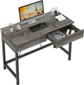 CAIYUN Computer Desk with Drawers, 39.4” Desks for Home Office with Storage, Small Computer Gaming Desk for Small Spaces, Writing Desk Study Table for Office, Work, Kids Study, Student, Grey Oak