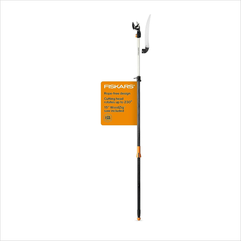 Fiskars 2-In-1 Extendable Tree Pruner and Pole Saw (Extends to 12 Feet) with 12-Inch Double-Grind Saw and Double Locking System