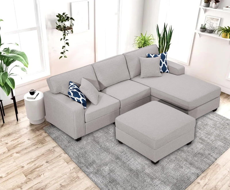 103'' Reversible Modular Sofa Couche with Ottoman Sectional, Grey