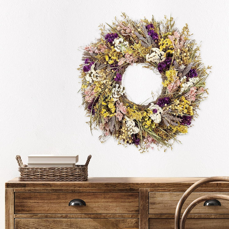 ANDALUCA Natural Botanical Floral Decorative Wreath (Sunshine Blooms)