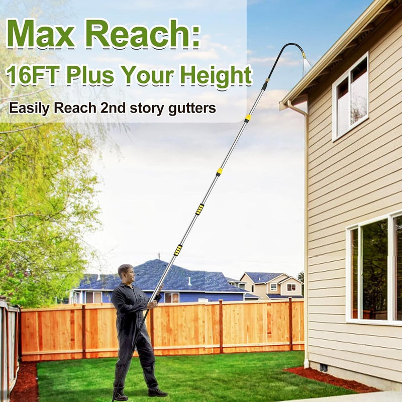 Buyplus 12FT Telescopic Gutter Cleaning Wand with Hose Attachment, Long Reach Gutter Cleaning Tools from the Ground, Gutter Cleaner Tool for 2Nd Story House