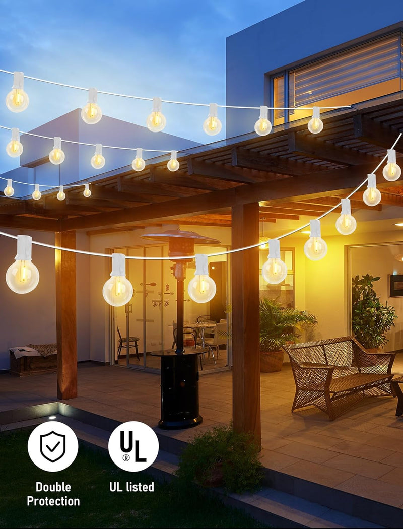 25Ft LED Outdoor String Lights Christmas, G40 Globe Patio String Lights Waterproof with 27 Shatterproof LED Bulbs, Hanging Christmas Decorations Lights for Backyard Porch Garden Bistro Party- White
