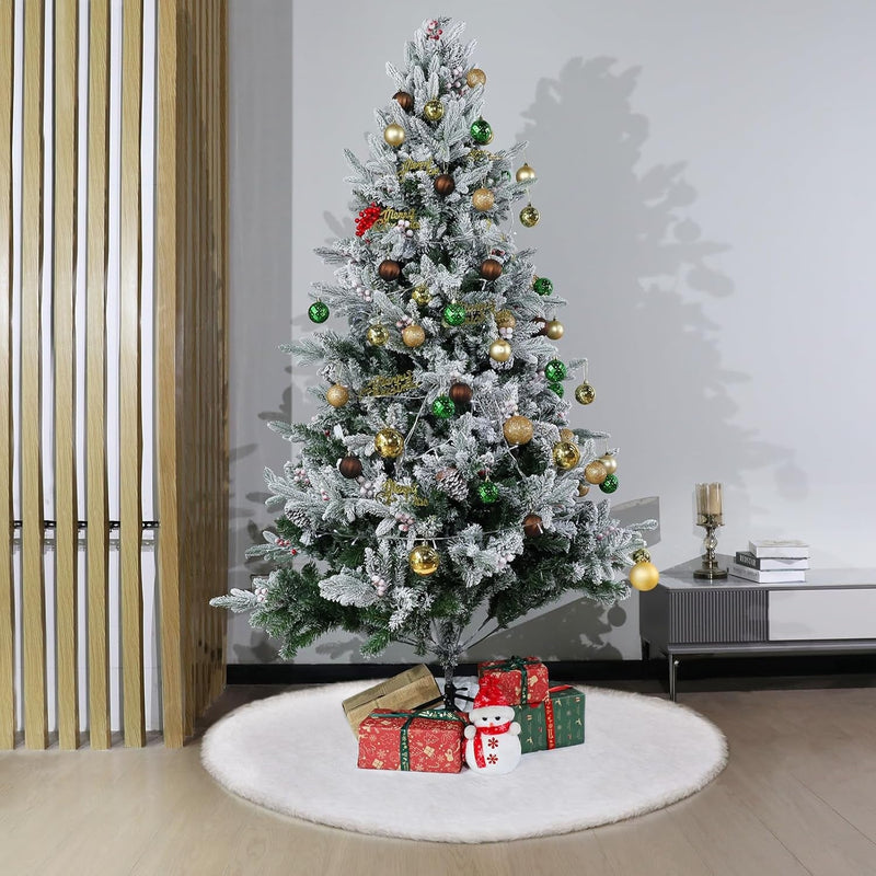 72 Inch Christmas Tree Skirt - Vonhen Extra Larger Thick Faux Fur Tree Skirt White Plush Skirt for Merry Chtistmas Party Christmas Tree Decoration