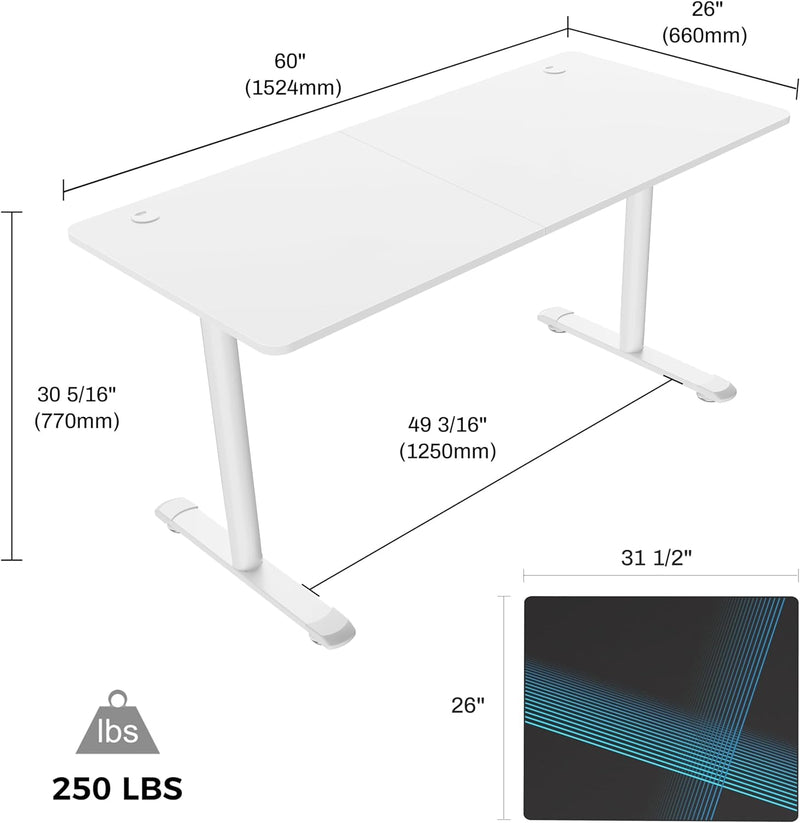 EUREKA ERGONOMIC White Gaming Desk, 60 Inch Large Home Office Computer Desk with Free Mouse Pad, I Shaped PC Gamer Students Teens Study Writing Table Laptop Sturdy Modern Workstation, Easy to Assemble