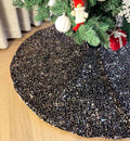 AOGU 48 Inch Champagne Sequin Christmas Tree Skirt for Merry Christmas Party Christmas Tree Decoration (Black Champagne)