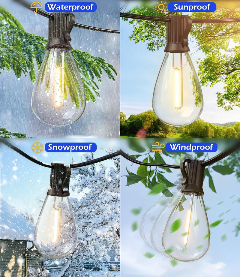 120FT LED Outdoor String Lights with 30+2 Edison Shatterproof Waterproof Bulbs, 2700K Commercial Grade Patio Lights, Heavy Duty outside Hanging Outdoor Lights for Garden Porch Deck Decor