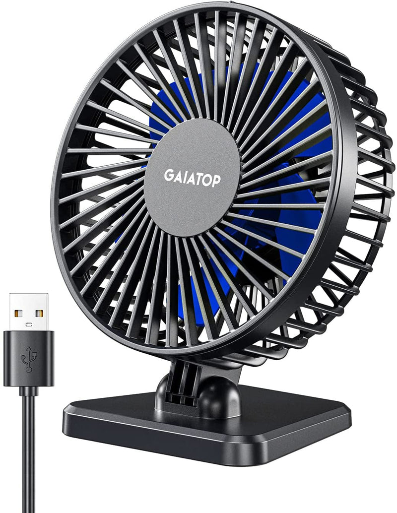 Gaiatop USB Desk Fan, Small but Powerful, Portable Quiet 3 Speeds Wind Desktop Personal Fan, Adjustment Mini Fan Table Fan for Better Cooling, Home Office Car Indoor Outdoor(Black)