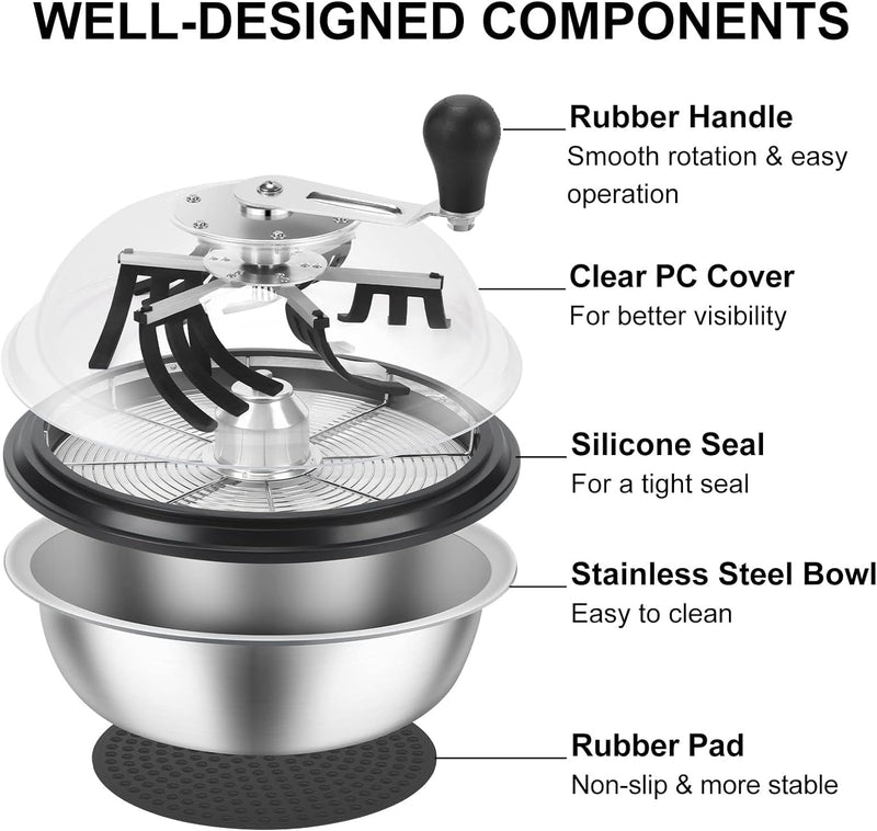 13 in Bud Leaf Bowl Trimmer, Bud Bowl Trimmer with Switchable Stainless Steel Blades & Clear Visibility Dome, Hand Twist Spin Cutting Bud Trimmer for Buds, Flowers, Hydroponics Plants