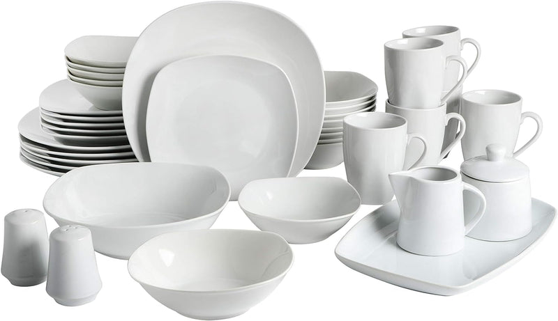 Gibson Home Classic Pearl 39 Piece Porcelain Whiteware Dinnerware Set