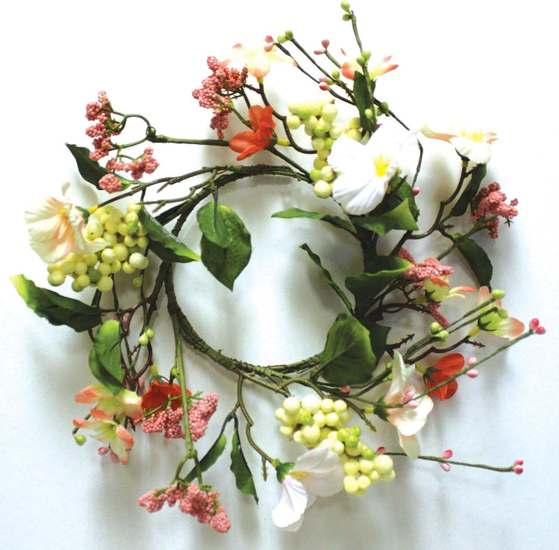 A Cheerful Giver Small Wreath Candle Ring Pansies Artificial Floral Decor for Candles Centerpieces & Home Accents