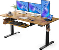 Ergear Electric Standing Desk with Full Size Keyboard Tray, Adjustable Height Sit Stand up Desk, Home Office Desk Computer Workstation, 48X24 Inches, Black