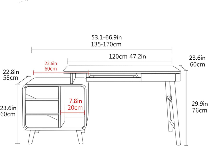 Computer Desk Stable Wooden Desktop PC Desk with Lockers, Drawers and Keyboard Tray Modern Home Working Study Table Scalable Study Room Workstation Home Office Desks