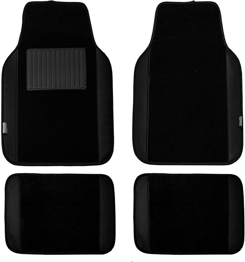 FH Group F14408BLACK Universal Fit Carpet Floor Mat (with Faux Leather for Cars, Coupes, Small SUVs), Black Vehicles & Parts > Vehicle Parts & Accessories > Motor Vehicle Parts > Motor Vehicle Seating FH Group Black  