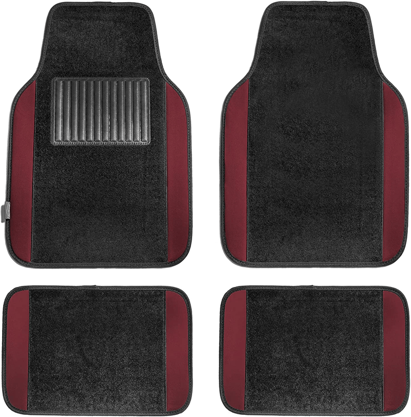 FH Group F14408BLACK Universal Fit Carpet Floor Mat (with Faux Leather for Cars, Coupes, Small SUVs), Black Vehicles & Parts > Vehicle Parts & Accessories > Motor Vehicle Parts > Motor Vehicle Seating FH Group Burgundy  