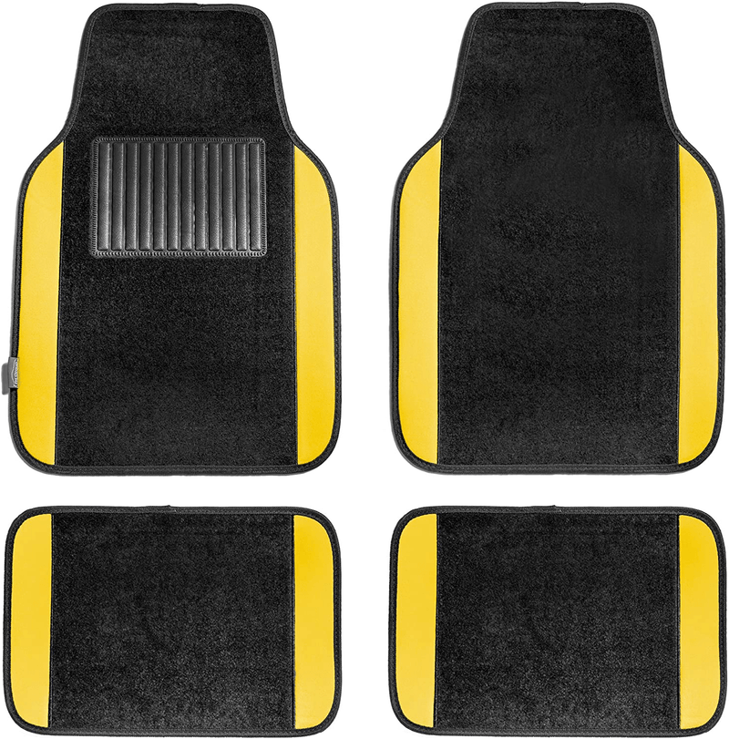 FH Group F14408BLACK Universal Fit Carpet Floor Mat (with Faux Leather for Cars, Coupes, Small SUVs), Black Vehicles & Parts > Vehicle Parts & Accessories > Motor Vehicle Parts > Motor Vehicle Seating FH Group Yellow  