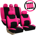 FH Group FB030PINK-COMBO Seat Cover Combo Set with Steering Wheel Cover and Seat Belt Pad (Airbag Compatible and Split Bench Pink) Vehicles & Parts > Vehicle Parts & Accessories > Motor Vehicle Parts > Motor Vehicle Seating ‎FH Group Pink  
