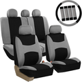 FH Group FB030PINK-COMBO Seat Cover Combo Set with Steering Wheel Cover and Seat Belt Pad (Airbag Compatible and Split Bench Pink) Vehicles & Parts > Vehicle Parts & Accessories > Motor Vehicle Parts > Motor Vehicle Seating ‎FH Group Gray/Black  