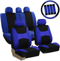 FH Group FB030PINK-COMBO Seat Cover Combo Set with Steering Wheel Cover and Seat Belt Pad (Airbag Compatible and Split Bench Pink) Vehicles & Parts > Vehicle Parts & Accessories > Motor Vehicle Parts > Motor Vehicle Seating ‎FH Group Blue/Black  