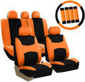 FH Group FB030PINK-COMBO Seat Cover Combo Set with Steering Wheel Cover and Seat Belt Pad (Airbag Compatible and Split Bench Pink) Vehicles & Parts > Vehicle Parts & Accessories > Motor Vehicle Parts > Motor Vehicle Seating ‎FH Group Orange  