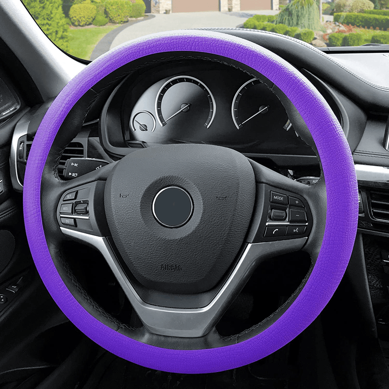 FH Group FH3001BLACK Black Steering Wheel Cover (Silicone Snake Pattern Massaging grip in Color-Fit Most Car Truck Suv or Van) Vehicles & Parts > Vehicle Parts & Accessories > Vehicle Maintenance, Care & Decor > Vehicle Decor > Vehicle Steering Wheel Covers FH Group PURPLE  