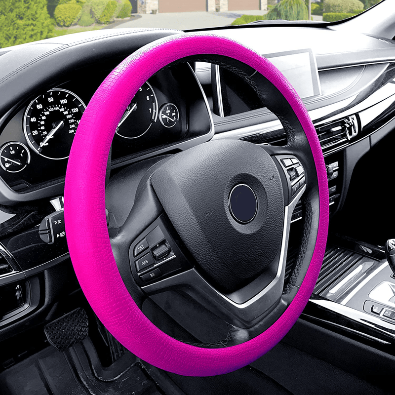 FH Group FH3001BLACK Black Steering Wheel Cover (Silicone Snake Pattern Massaging grip in Color-Fit Most Car Truck Suv or Van) Vehicles & Parts > Vehicle Parts & Accessories > Vehicle Maintenance, Care & Decor > Vehicle Decor > Vehicle Steering Wheel Covers FH Group HOTPINK  