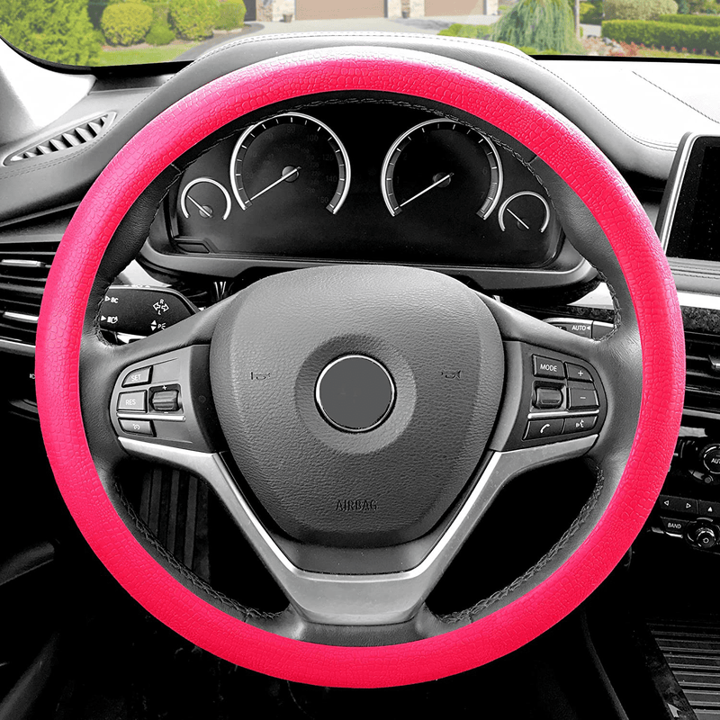 FH Group FH3001BLACK Black Steering Wheel Cover (Silicone Snake Pattern Massaging grip in Color-Fit Most Car Truck Suv or Van) Vehicles & Parts > Vehicle Parts & Accessories > Vehicle Maintenance, Care & Decor > Vehicle Decor > Vehicle Steering Wheel Covers FH Group MAGENTA  