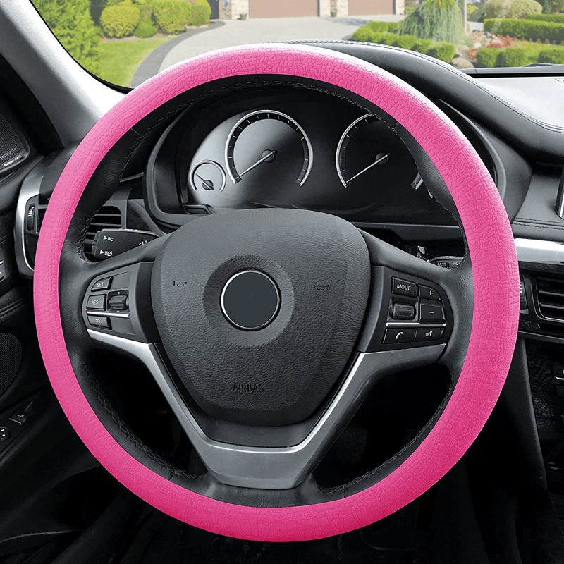 FH Group FH3001BLACK Black Steering Wheel Cover (Silicone Snake Pattern Massaging grip in Color-Fit Most Car Truck Suv or Van) Vehicles & Parts > Vehicle Parts & Accessories > Vehicle Maintenance, Care & Decor > Vehicle Decor > Vehicle Steering Wheel Covers FH Group BABYPINK  
