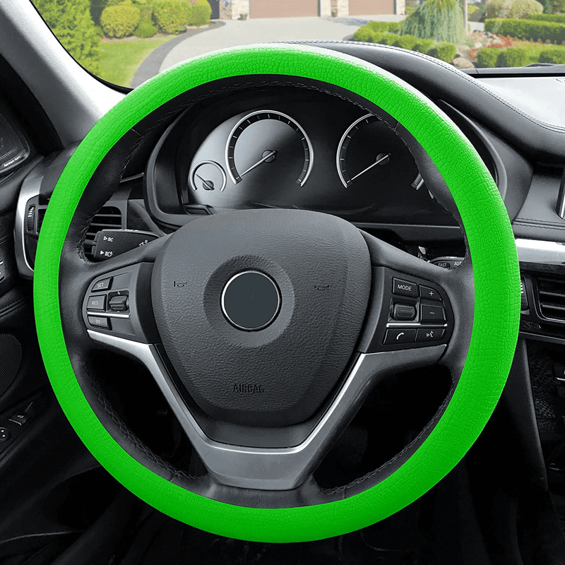 FH Group FH3001BLACK Black Steering Wheel Cover (Silicone Snake Pattern Massaging grip in Color-Fit Most Car Truck Suv or Van) Vehicles & Parts > Vehicle Parts & Accessories > Vehicle Maintenance, Care & Decor > Vehicle Decor > Vehicle Steering Wheel Covers FH Group GREEN  