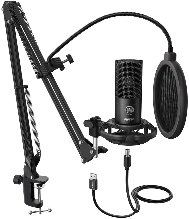 FIFINE Studio Condenser USB Microphone Computer PC Microphone Kit with Adjustable Scissor Arm Stand Shock Mount for Instruments Voice Overs Recording Podcasting YouTube Karaoke Gaming Streaming-T669 Electronics > Audio > Audio Components > Microphones FIFINE Default Title  