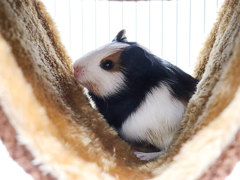 Fleece Winter Warm Rat Hammock, Double Layer Hanging Birds Nest Bed with Warm Fleece, Bird Cage Stand Perch, Hideaway Cave Bed Tent, Sleep Bed Cage Accessories for Rat Guinea Pig Chinchilla (Brown)