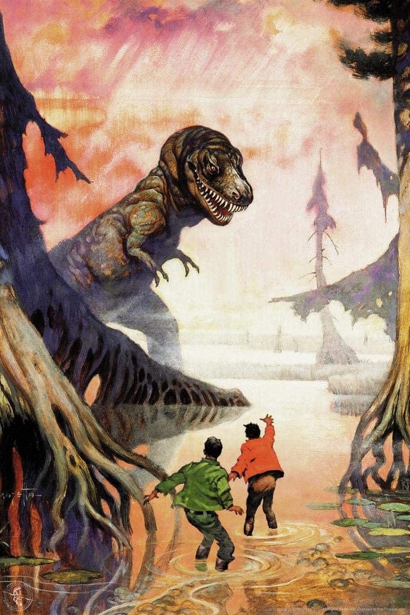 Frank Frazetta T Rex Swamp Dinosaur Science Fiction Fantasy Artwork Artist Scifi Comic Book Cover Retro Vintage Tyrannosaurus Rex Cool Wall Decor Art Print Poster 16X24 Home & Garden > Decor > Artwork > Posters, Prints, & Visual Artwork Poster Foundry Poster 16x24 
