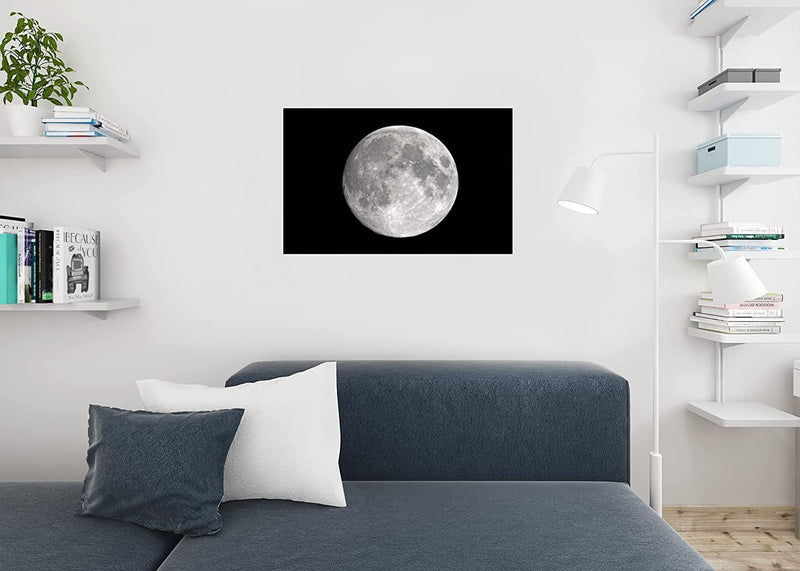 Full Moon Night Sky Black White Vivid Detail Photo Cool Wall Decor Art Print Poster 36X24 Home & Garden > Decor > Artwork > Posters, Prints, & Visual Artwork Poster Foundry   