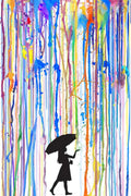 Girl with Umbrella Colorful Rainbow Rain Poster Black Silhouette Walking Abstract Watercolor Painting Cool Wall Decor Art Print Poster 24X36 Home & Garden > Decor > Artwork > Posters, Prints, & Visual Artwork Poster Foundry Poster 12x18 