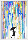 Girl with Umbrella Colorful Rainbow Rain Poster Black Silhouette Walking Abstract Watercolor Painting Cool Wall Decor Art Print Poster 24X36 Home & Garden > Decor > Artwork > Posters, Prints, & Visual Artwork Poster Foundry White Framed Art 12x18 