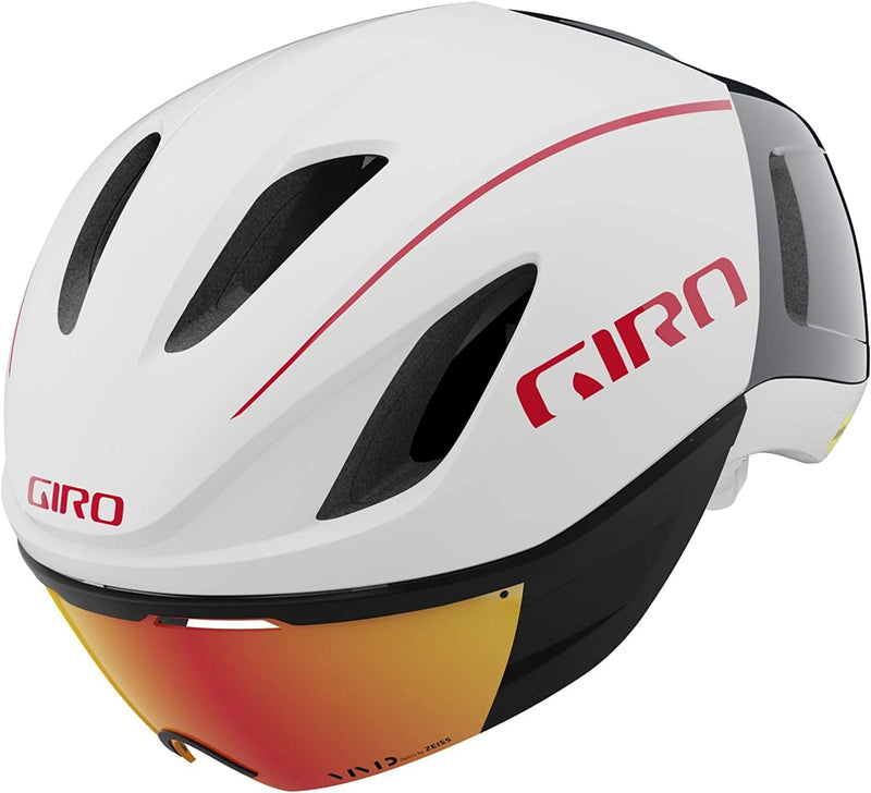 Giro Vanquish MIPS Adult Road Cycling Helmet Sporting Goods > Outdoor Recreation > Cycling > Cycling Apparel & Accessories > Bicycle Helmets Giro Matte White/Portaro Grey/Red (Discontinued) Small (51-55 cm) 