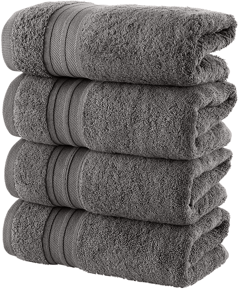 Hammam Linen Cool Grey Bath Towels 4-Pack - 27x54 Soft and Absorbent, Premium Quality Perfect for Daily Use 100% Cotton Towel Home & Garden > Linens & Bedding > Towels Hammam Linen Cool Grey 16"x30" Towel, 4 Pieces 