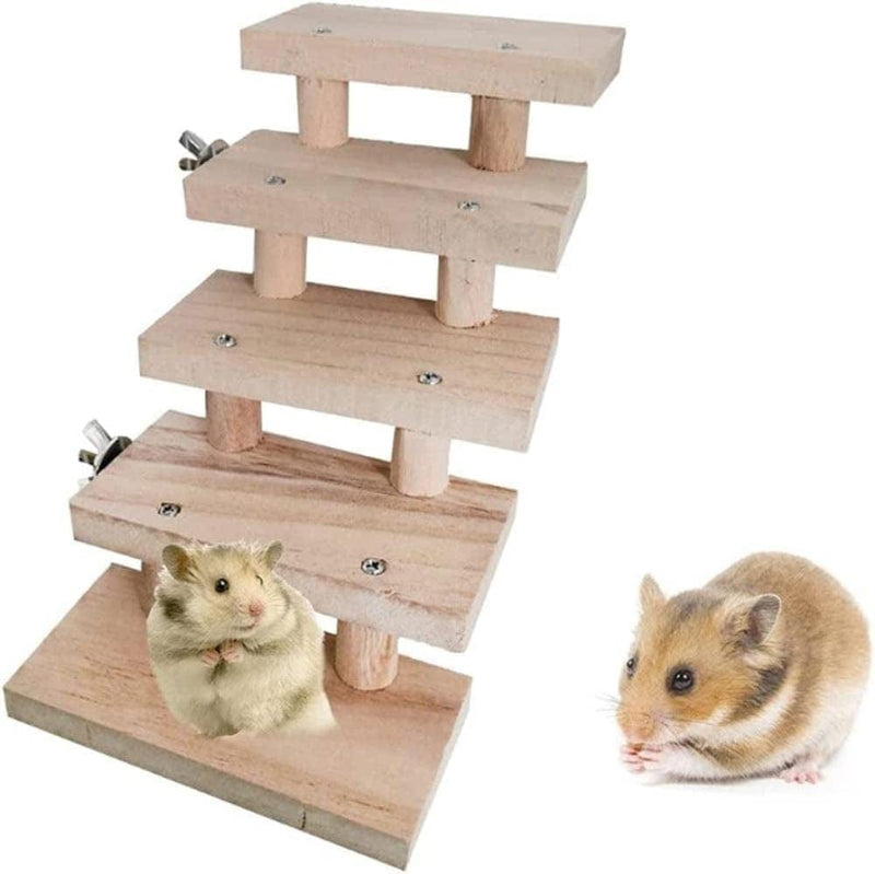 Hamster Ladder Toys 6 Layers Wood Ladder Bird Parrot Toy Climbing Stairs Pet Toys Gift Pet Cage Accessories Animals & Pet Supplies > Pet Supplies > Bird Supplies > Bird Cages & Stands PUER   
