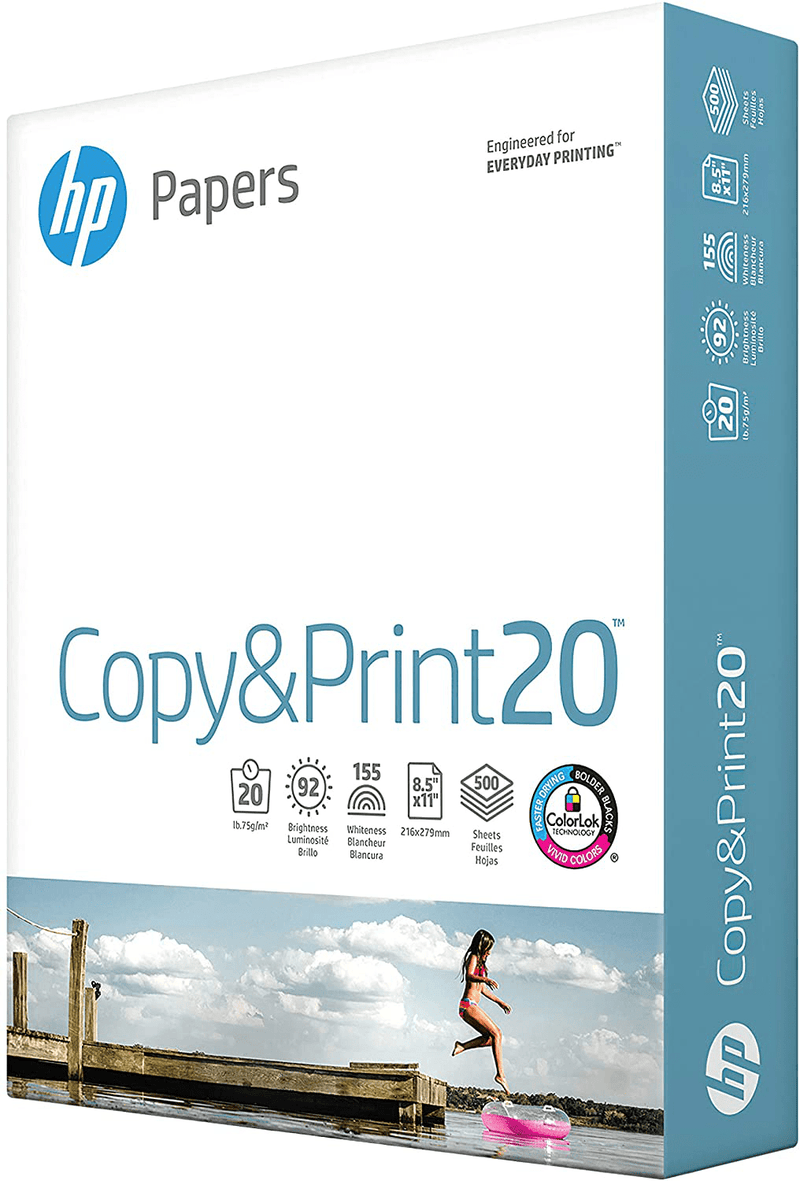 HP Printer Paper | 8.5 x 11 Paper | Copy &Print 20 lb| 6 Pack Case - 2,400 Sheets | 92 Bright | Made in USA - FSC Certified | 200010C Electronics > Print, Copy, Scan & Fax > Printer, Copier & Fax Machine Accessories HP Papers Standard Size (8.5x11) 1 Pack 