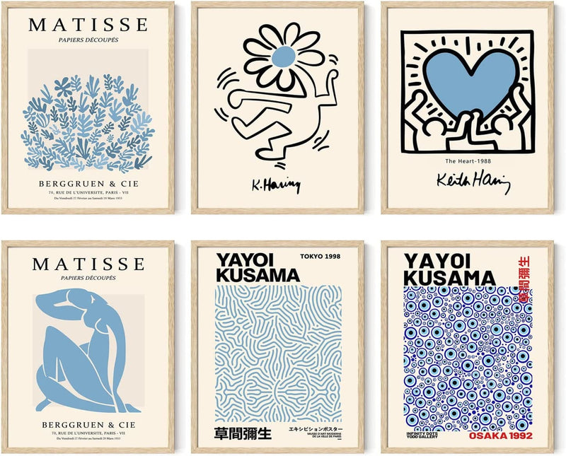 Iknostine Famous Artist Wall Art Prints Set of 6 Matisse Posters Canvas Artwork Abstract Aesthetic Picasso Bauhaus Flower Market Gallery Wall Decor for Bedroom Kitchen Bathroom (8"X10" UNFRAMED) Home & Garden > Decor > Artwork > Posters, Prints, & Visual Artwork Iknostine Series 02 8"x10" UNFRAMED 