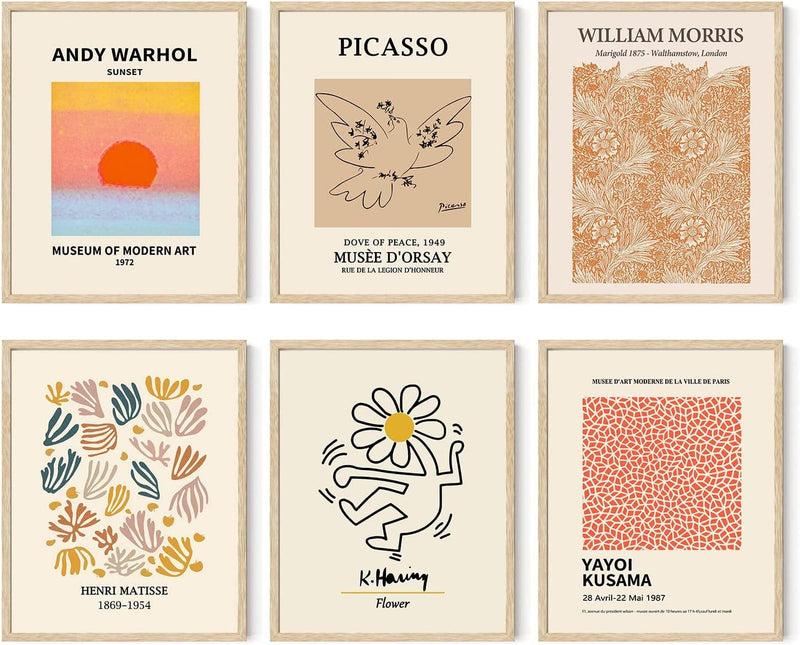 Iknostine Famous Artist Wall Art Prints Set of 6 Matisse Posters Canvas Artwork Abstract Aesthetic Picasso Bauhaus Flower Market Gallery Wall Decor for Bedroom Kitchen Bathroom (8"X10" UNFRAMED) Home & Garden > Decor > Artwork > Posters, Prints, & Visual Artwork Iknostine Series 06 8"x10" UNFRAMED 